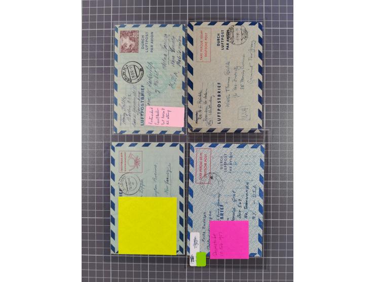 Ganzsachen: 1948/54, über 30 Luftpostleichtbriefe mit vielen Exemplaren gebraucht aus dem Bedarf, dabei u.a. Bund mit 10x Mi.