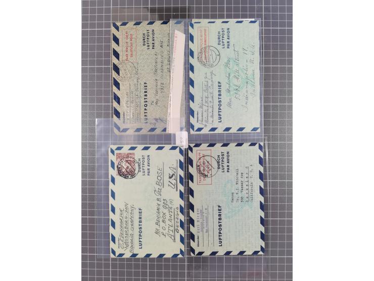 Ganzsachen: 1948/54, über 30 Luftpostleichtbriefe mit vielen Exemplaren gebraucht aus dem Bedarf, dabei u.a. Bund mit 10x Mi.