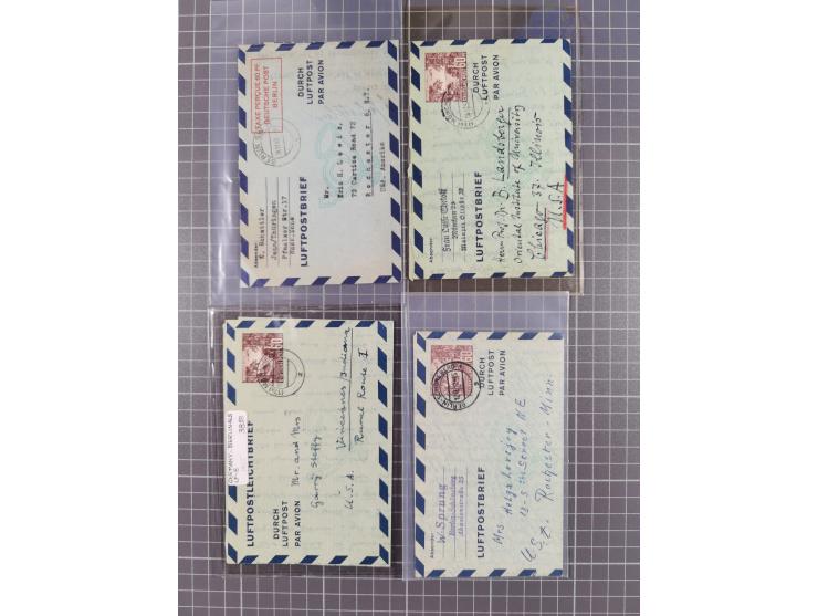 Ganzsachen: 1948/54, über 30 Luftpostleichtbriefe mit vielen Exemplaren gebraucht aus dem Bedarf, dabei u.a. Bund mit 10x Mi.
