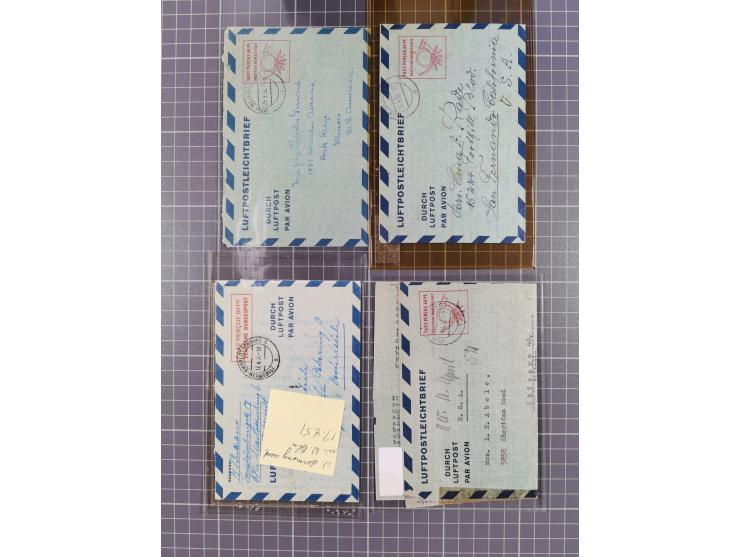 Ganzsachen: 1948/54, über 30 Luftpostleichtbriefe mit vielen Exemplaren gebraucht aus dem Bedarf, dabei u.a. Bund mit 10x Mi.