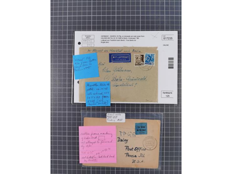 1946/49, fast 30 Briefe und Karten mit Schwerpunkt bei den Luftpost-Briefen in die USA. Dabei unterschiedliche Frankaturen mi