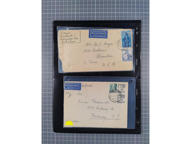 1946/49, fast 30 Briefe und Karten mit Schwerpunkt bei den Luftpost-Briefen in die USA. Dabei unterschiedliche Frankaturen mi