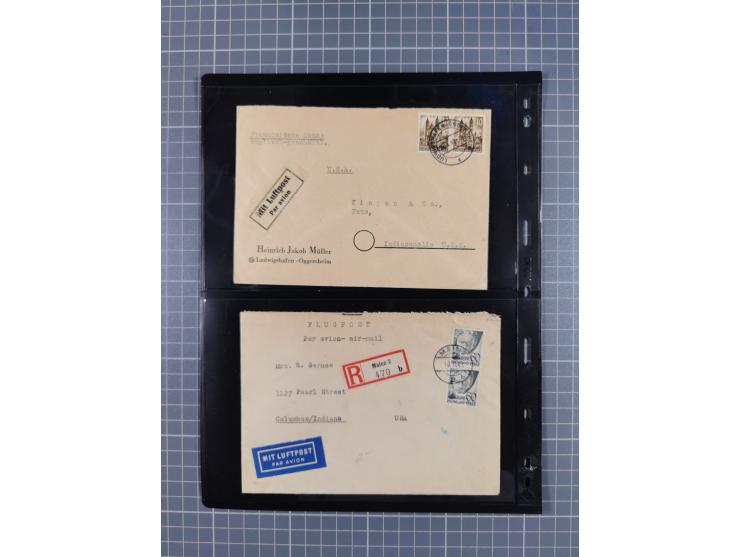 1946/49, fast 30 Briefe und Karten mit Schwerpunkt bei den Luftpost-Briefen in die USA. Dabei unterschiedliche Frankaturen mi