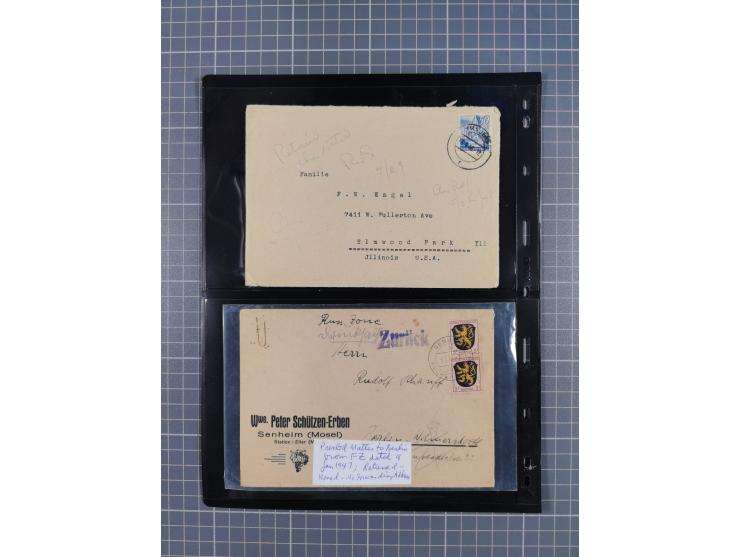 1946/49, fast 30 Briefe und Karten mit Schwerpunkt bei den Luftpost-Briefen in die USA. Dabei unterschiedliche Frankaturen mi