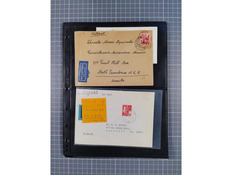 1946/49, fast 30 Briefe und Karten mit Schwerpunkt bei den Luftpost-Briefen in die USA. Dabei unterschiedliche Frankaturen mi