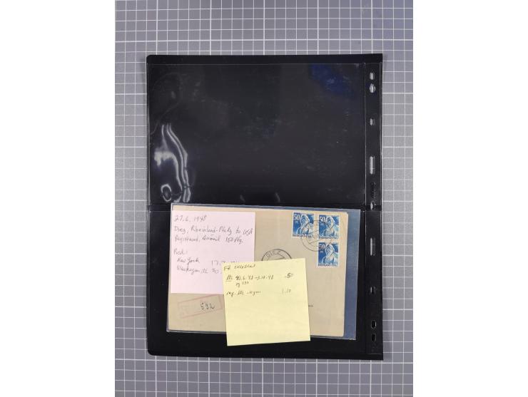 1946/49, fast 30 Briefe und Karten mit Schwerpunkt bei den Luftpost-Briefen in die USA. Dabei unterschiedliche Frankaturen mi
