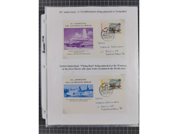 1946/90, interessante Sammlung “Luftpost” in Berlin mit frühen Erstflügen von und nach Berlin, Luftpost der Alliierten und we