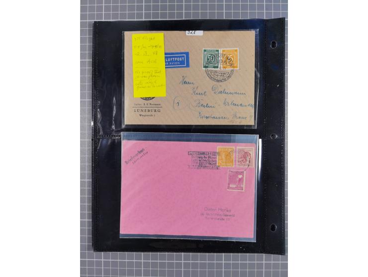 1946/90, interessante Sammlung “Luftpost” in Berlin mit frühen Erstflügen von und nach Berlin, Luftpost der Alliierten und we