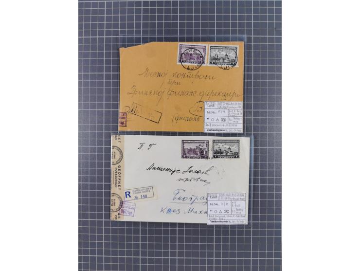 1941/44 (ca.), rund 70 Briefe, Karten und Ganzsachen (teilweise gelocht) fast ausschließlich Bedarfspost mit Einschreiben, Ze