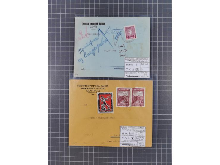 1941/44 (ca.), rund 70 Briefe, Karten und Ganzsachen (teilweise gelocht) fast ausschließlich Bedarfspost mit Einschreiben, Ze