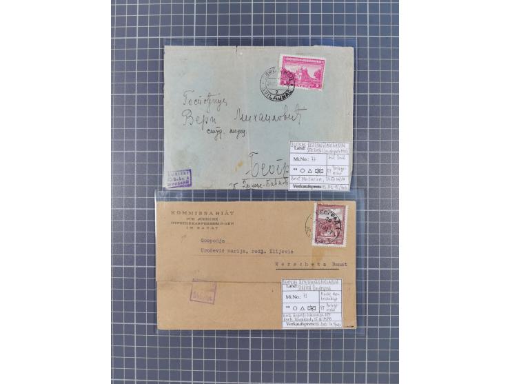 1941/44 (ca.), rund 70 Briefe, Karten und Ganzsachen (teilweise gelocht) fast ausschließlich Bedarfspost mit Einschreiben, Ze