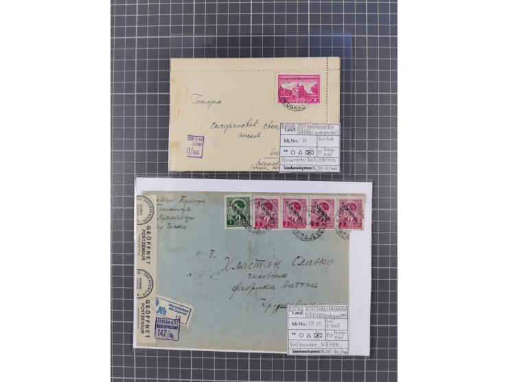 1941/44 (ca.), rund 70 Briefe, Karten und Ganzsachen (teilweise gelocht) fast ausschließlich Bedarfspost mit Einschreiben, Ze
