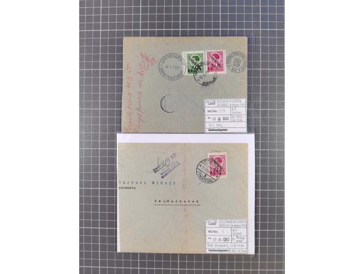 1941/44 (ca.), rund 70 Briefe, Karten und Ganzsachen (teilweise gelocht) fast ausschließlich Bedarfspost mit Einschreiben, Ze