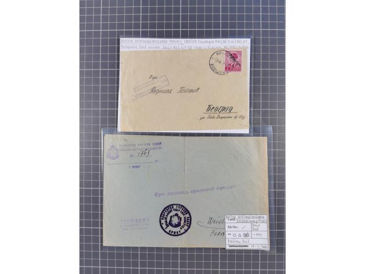 1941/44 (ca.), rund 70 Briefe, Karten und Ganzsachen (teilweise gelocht) fast ausschließlich Bedarfspost mit Einschreiben, Ze