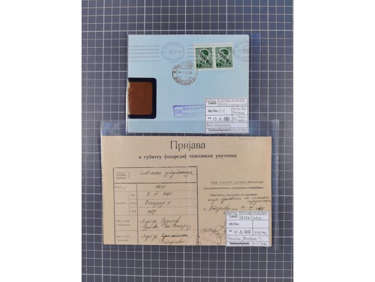 1941/44 (ca.), rund 70 Briefe, Karten und Ganzsachen (teilweise gelocht) fast ausschließlich Bedarfspost mit Einschreiben, Ze