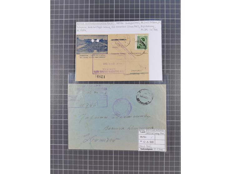 1941/44 (ca.), rund 70 Briefe, Karten und Ganzsachen (teilweise gelocht) fast ausschließlich Bedarfspost mit Einschreiben, Ze