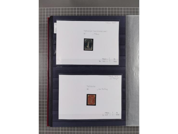 1843/1940 (ca.) kleine Partie im Steckbuch, dabei Brasilien Mi. 1 und Paar Mi. 6, Sperati-Fälschung Zürich 2, Penny Black, Al