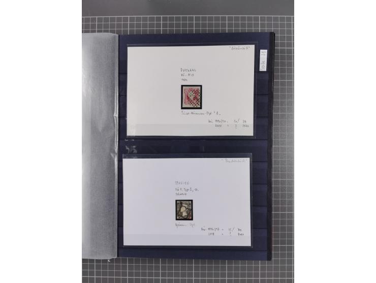 1843/1940 (ca.) kleine Partie im Steckbuch, dabei Brasilien Mi. 1 und Paar Mi. 6, Sperati-Fälschung Zürich 2, Penny Black, Al