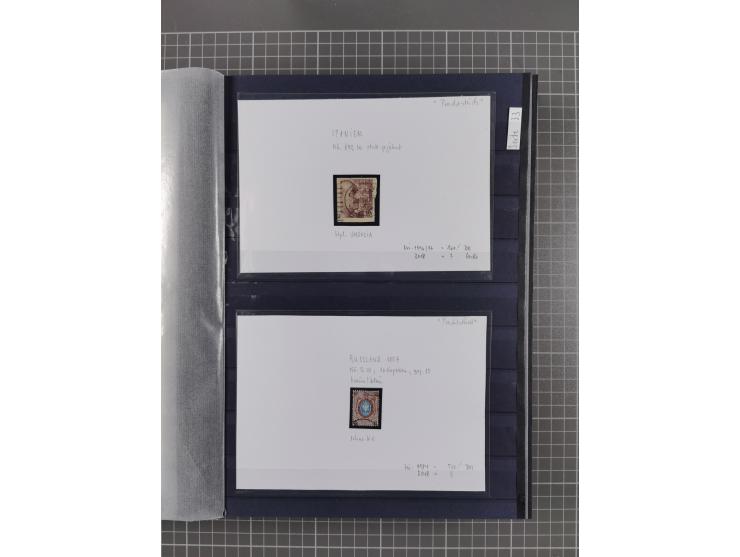 1843/1940 (ca.) kleine Partie im Steckbuch, dabei Brasilien Mi. 1 und Paar Mi. 6, Sperati-Fälschung Zürich 2, Penny Black, Al