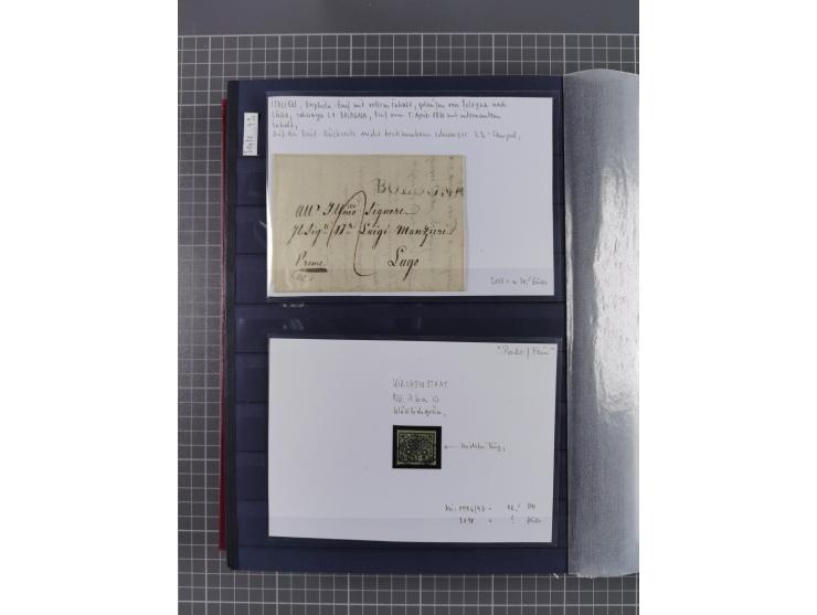 1843/1940 (ca.) kleine Partie im Steckbuch, dabei Brasilien Mi. 1 und Paar Mi. 6, Sperati-Fälschung Zürich 2, Penny Black, Al