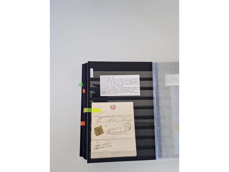 SIGMARINGEN: 1823/2000 (ca.), Heimatssammlung &nbsp;in 14 Steckbüchern, mit einigen hundert Briefen, Karten und Ganzsachen (v