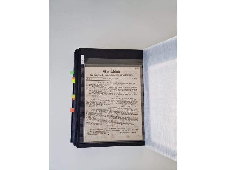 SIGMARINGEN: 1823/2000 (ca.), Heimatssammlung &nbsp;in 14 Steckbüchern, mit einigen hundert Briefen, Karten und Ganzsachen (v