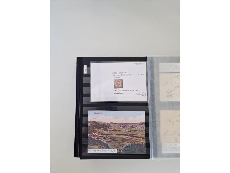 SIGMARINGEN: 1823/2000 (ca.), Heimatssammlung &nbsp;in 14 Steckbüchern, mit einigen hundert Briefen, Karten und Ganzsachen (v