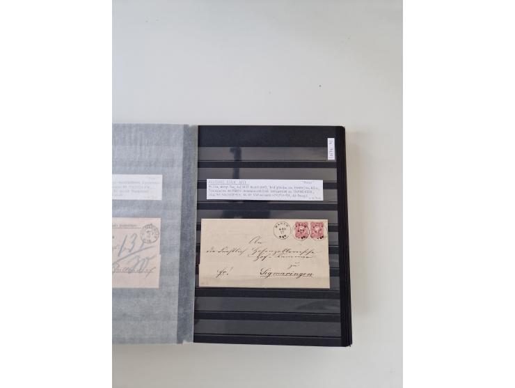 SIGMARINGEN: 1823/2000 (ca.), Heimatssammlung &nbsp;in 14 Steckbüchern, mit einigen hundert Briefen, Karten und Ganzsachen (v