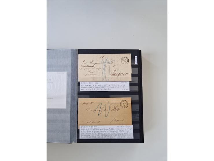 SIGMARINGEN: 1823/2000 (ca.), Heimatssammlung &nbsp;in 14 Steckbüchern, mit einigen hundert Briefen, Karten und Ganzsachen (v