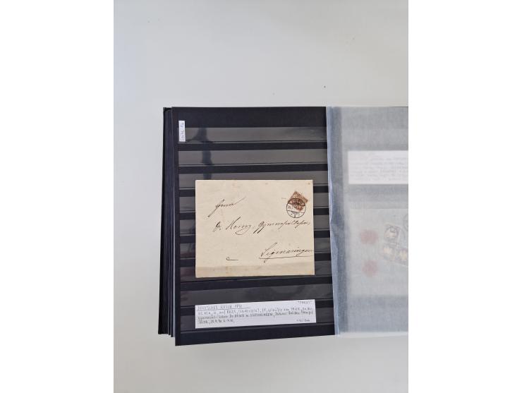 SIGMARINGEN: 1823/2000 (ca.), Heimatssammlung &nbsp;in 14 Steckbüchern, mit einigen hundert Briefen, Karten und Ganzsachen (v