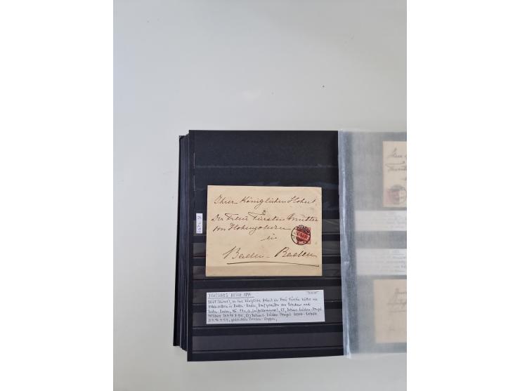 SIGMARINGEN: 1823/2000 (ca.), Heimatssammlung &nbsp;in 14 Steckbüchern, mit einigen hundert Briefen, Karten und Ganzsachen (v