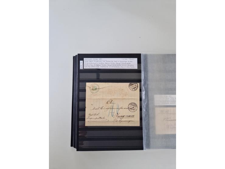 SIGMARINGEN: 1823/2000 (ca.), Heimatssammlung &nbsp;in 14 Steckbüchern, mit einigen hundert Briefen, Karten und Ganzsachen (v