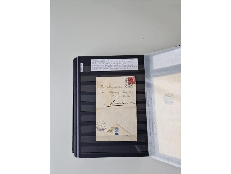 SIGMARINGEN: 1823/2000 (ca.), Heimatssammlung &nbsp;in 14 Steckbüchern, mit einigen hundert Briefen, Karten und Ganzsachen (v