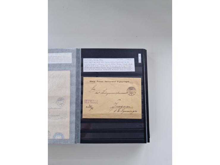 SIGMARINGEN: 1823/2000 (ca.), Heimatssammlung &nbsp;in 14 Steckbüchern, mit einigen hundert Briefen, Karten und Ganzsachen (v