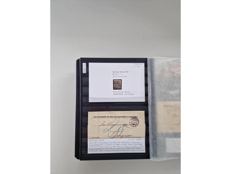 SIGMARINGEN: 1823/2000 (ca.), Heimatssammlung &nbsp;in 14 Steckbüchern, mit einigen hundert Briefen, Karten und Ganzsachen (v