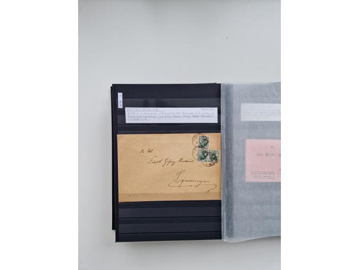 SIGMARINGEN: 1823/2000 (ca.), Heimatssammlung &nbsp;in 14 Steckbüchern, mit einigen hundert Briefen, Karten und Ganzsachen (v