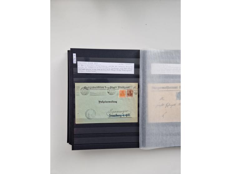 SIGMARINGEN: 1823/2000 (ca.), Heimatssammlung &nbsp;in 14 Steckbüchern, mit einigen hundert Briefen, Karten und Ganzsachen (v