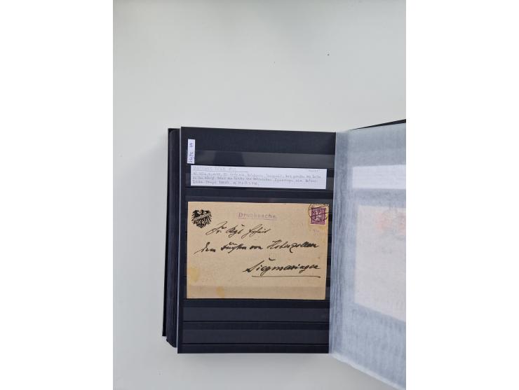 SIGMARINGEN: 1823/2000 (ca.), Heimatssammlung &nbsp;in 14 Steckbüchern, mit einigen hundert Briefen, Karten und Ganzsachen (v