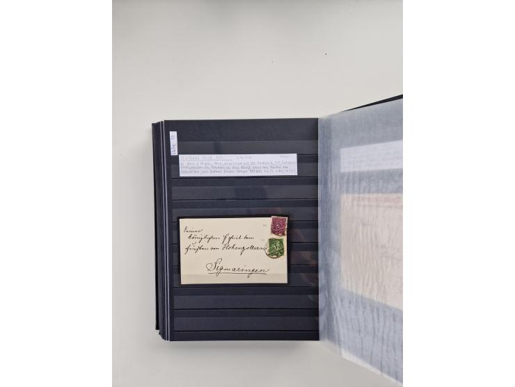 SIGMARINGEN: 1823/2000 (ca.), Heimatssammlung &nbsp;in 14 Steckbüchern, mit einigen hundert Briefen, Karten und Ganzsachen (v