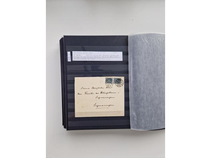 SIGMARINGEN: 1823/2000 (ca.), Heimatssammlung &nbsp;in 14 Steckbüchern, mit einigen hundert Briefen, Karten und Ganzsachen (v