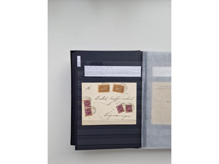 SIGMARINGEN: 1823/2000 (ca.), Heimatssammlung &nbsp;in 14 Steckbüchern, mit einigen hundert Briefen, Karten und Ganzsachen (v