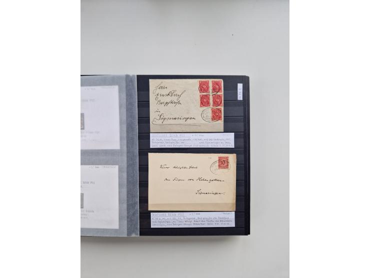 SIGMARINGEN: 1823/2000 (ca.), Heimatssammlung &nbsp;in 14 Steckbüchern, mit einigen hundert Briefen, Karten und Ganzsachen (v