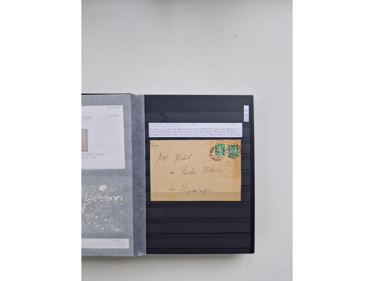 SIGMARINGEN: 1823/2000 (ca.), Heimatssammlung &nbsp;in 14 Steckbüchern, mit einigen hundert Briefen, Karten und Ganzsachen (v