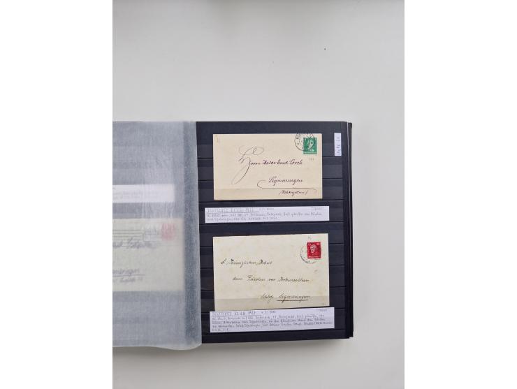 SIGMARINGEN: 1823/2000 (ca.), Heimatssammlung &nbsp;in 14 Steckbüchern, mit einigen hundert Briefen, Karten und Ganzsachen (v