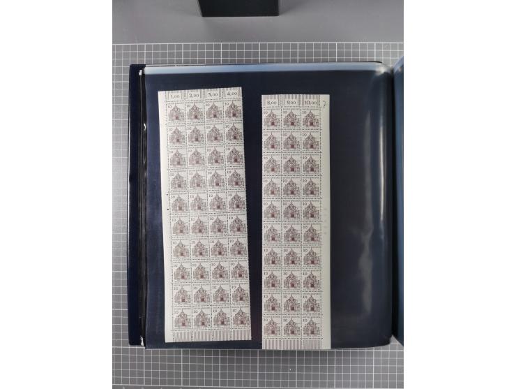 1960/75. postfrische Bogenteile der Dauerserien ab Bedeutende Deutsche, dabei Formnummern und Berlin mit u.a. Mi.-Nr. 246-49 