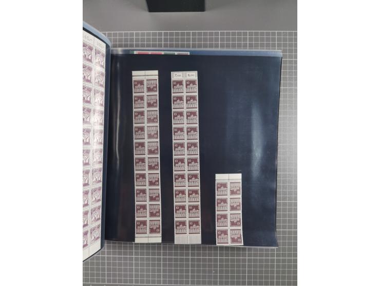 1960/75. postfrische Bogenteile der Dauerserien ab Bedeutende Deutsche, dabei Formnummern und Berlin mit u.a. Mi.-Nr. 246-49 