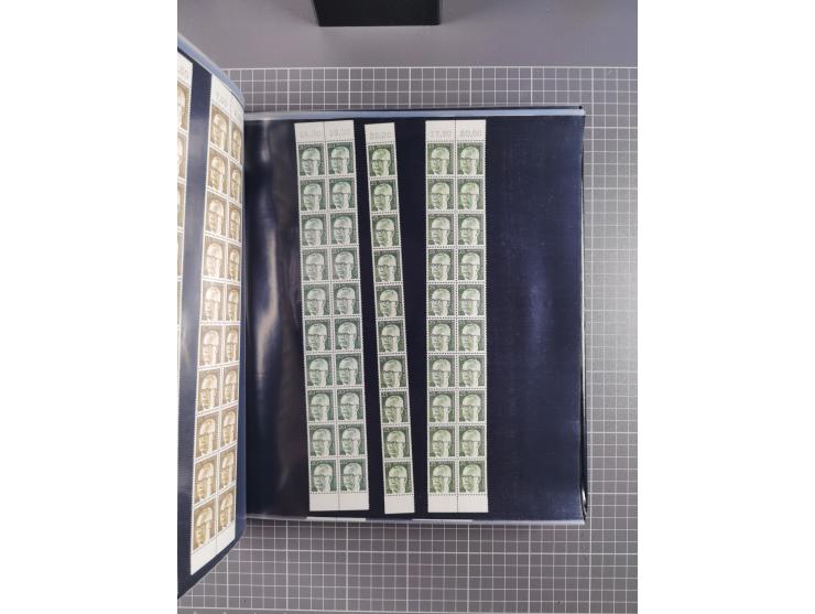 1960/75. postfrische Bogenteile der Dauerserien ab Bedeutende Deutsche, dabei Formnummern und Berlin mit u.a. Mi.-Nr. 246-49 