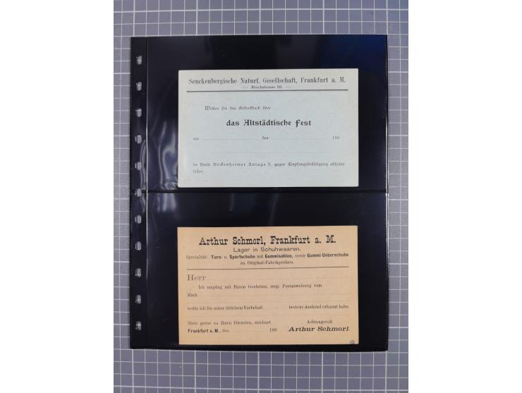 Frankfurt: 1900/89, interessante Sammlung von Bild-Ganzsachen und Ganzsachen mit Zudrucken aus Frankfurt, ungebraucht und geb