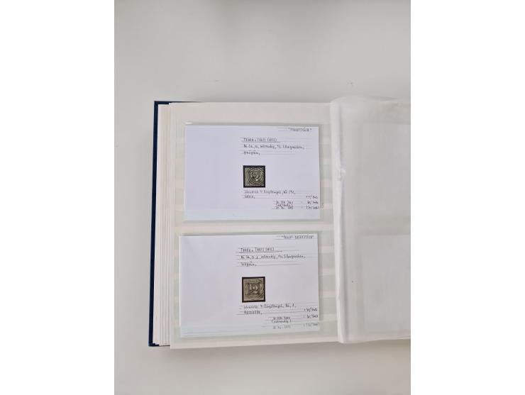 Baden bis Taxis, ungebrauchte und gestempelte Sammlungsbestand, jedes Stück mit ausführlicher Beschriftung auf Karten montier