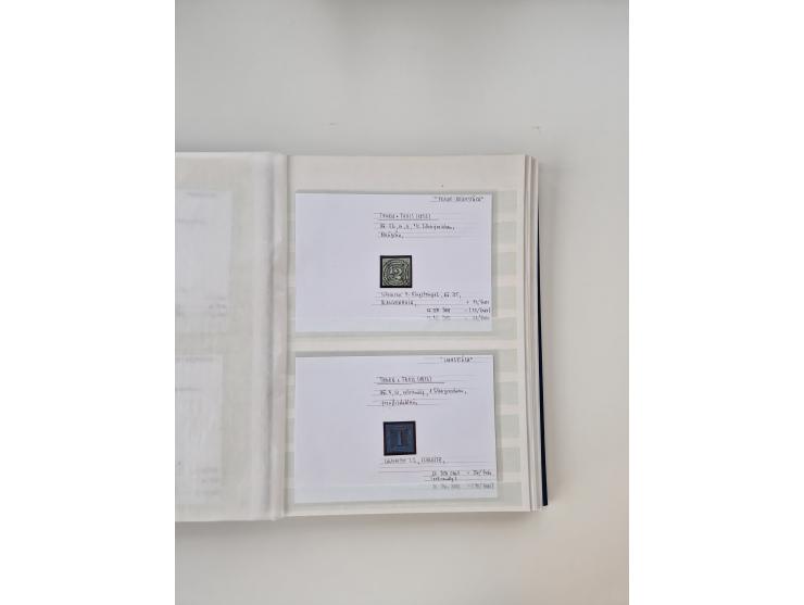 Baden bis Taxis, ungebrauchte und gestempelte Sammlungsbestand, jedes Stück mit ausführlicher Beschriftung auf Karten montier